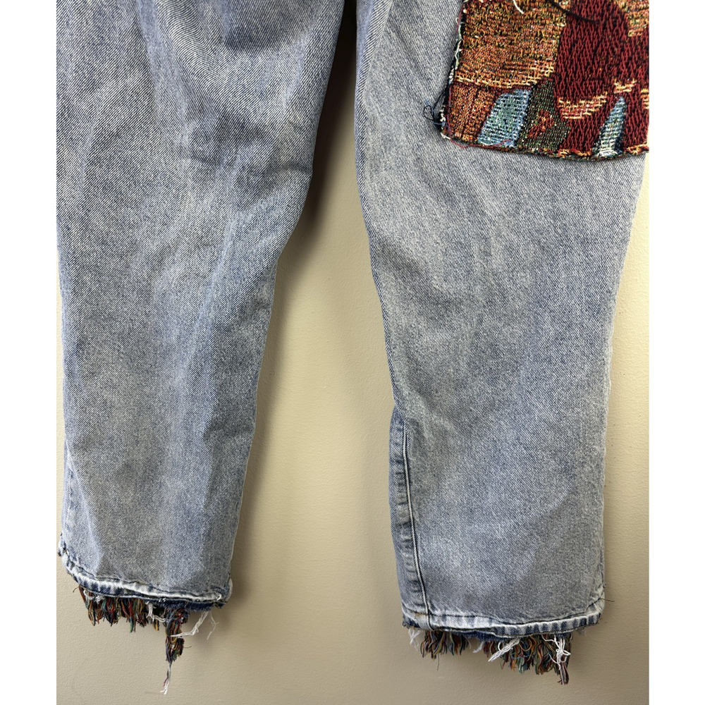 Playboy PacSun Reworked Upcycled Patchwork Denim Jeans Tapestry Boho Women's 27 - Picture 14 of 15